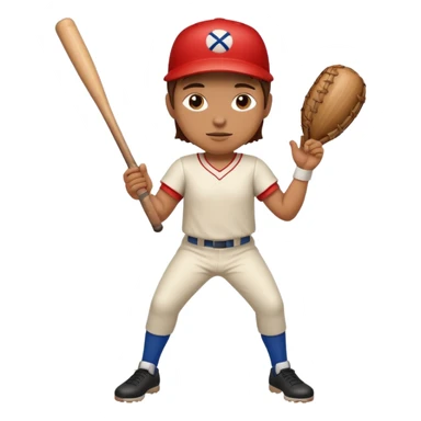 Stick with face arms and legs holding a wooden baseball bat sticker