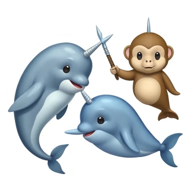 narwhal and monkey half body each part sticker