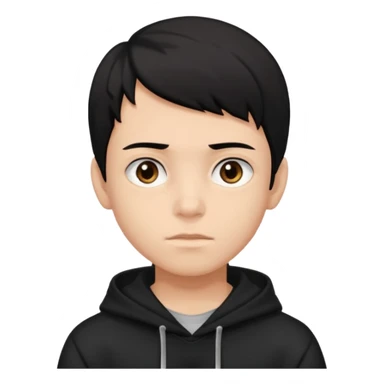 Chłopak ciemno brązowe oczy czarne włosy bluza czarna i taki bardziej żeby wyglądał na 18 latka sticker