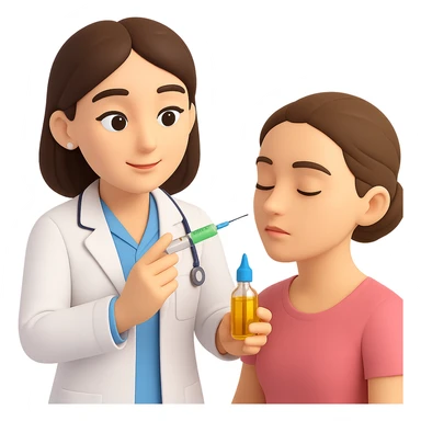 A female doctor who is doing PRP injections, add a patient sticker