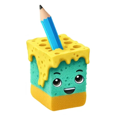 Sponge with pencil sticker