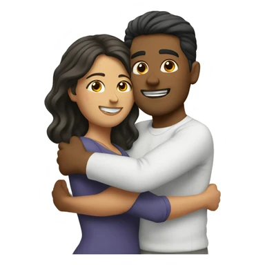Blond man and hispanic woman hug each other sticker