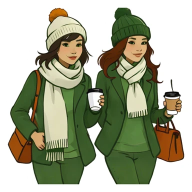  Girls walking with coffee by gazebo sticker