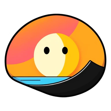 semicolon with a sunset inside, playful cartoon sticker style sticker