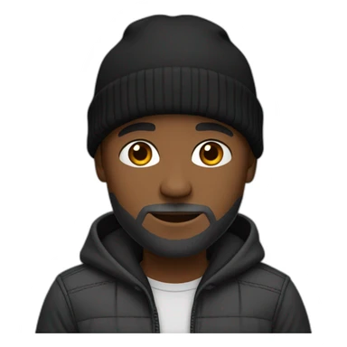 african american male with medium toned skin, wearing a black beanie.  He also has a stubbly, short gray beard sticker