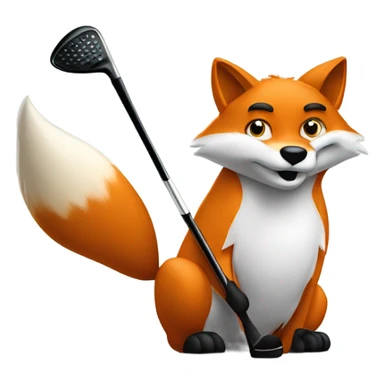 A fox hitting a 9 iron sticker