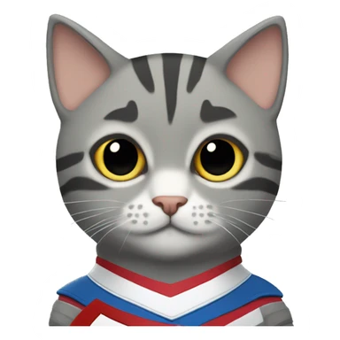 gray tabby cat wearing a Captain America costume  sticker