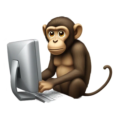 A monkey sitting at his computer sticker