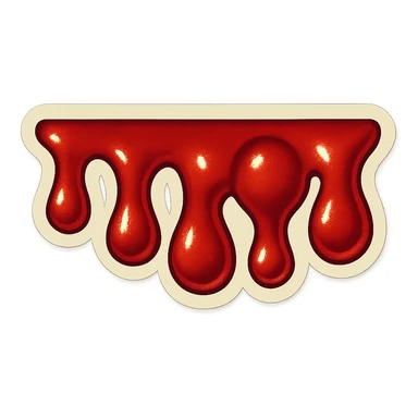 dripping blood with all drips extremely short and stubby, retro sticker style, wide and half-height image sticker