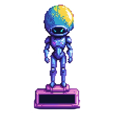 Alien civilization trophy with cosmic color spectrum, celestial blues and violet hues of distant galaxies sticker