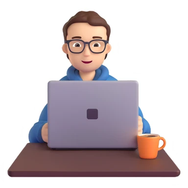 freelancer with laptop and coffee sticker