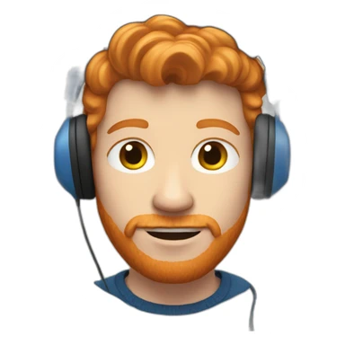 Ginger man wearing headphones and blue jumper sticker
