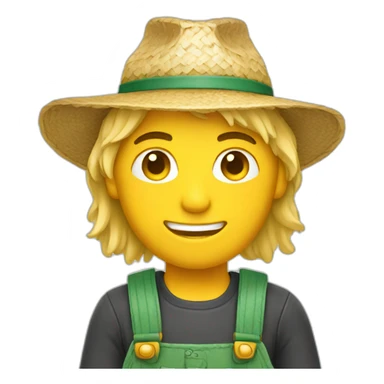 blonde male farmer with straw sticker