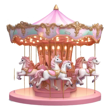 Pastel Pink Carousel "A pastel pink carousel with glowing horses, glittering poles, and a soft, dreamy light illuminating the entire structure." sticker