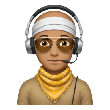man with shades, headphones and bandana sticker