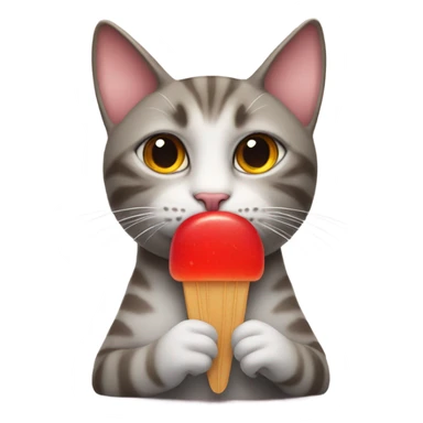 a cat holding a red popsicle  sticker