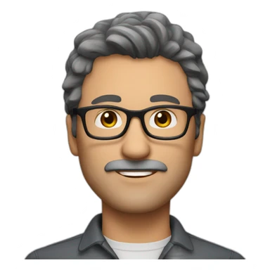 Handsome 50 year old man with dark brown hair, stubble and brown glasses sticker