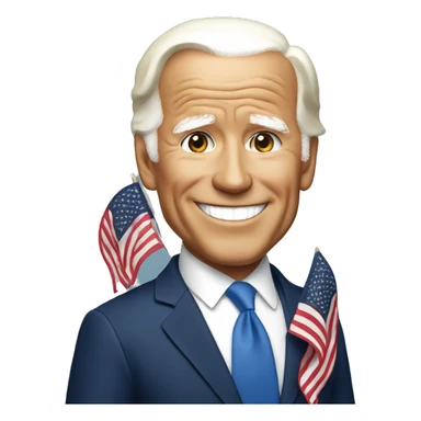 Jo Biden holding an American flag  sticker