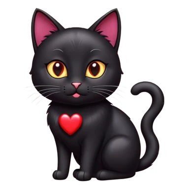 Black cat with heart sticker