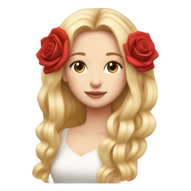 Beautiful, rose, red, flowers in hair, long blonde hair, white fair skin sticker
