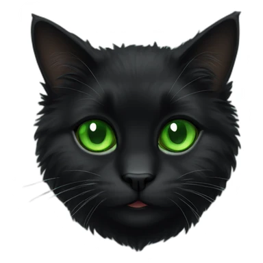 Black fluffy cat with green eyes sticker