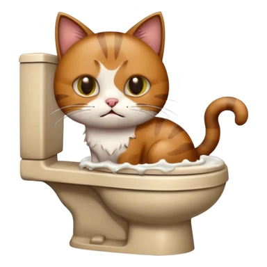 Poop cat in the toilet sticker