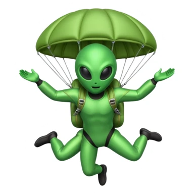Skydiving alien with parachute and UFO sticker
