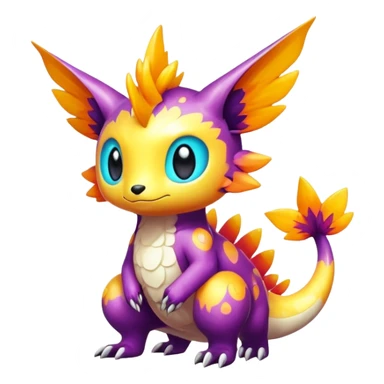 Exotic shiny rare epic cute Fakémon-creature, full body, with random markings sticker