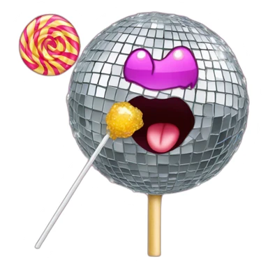 hairy disco ball eating a lolipop sticker