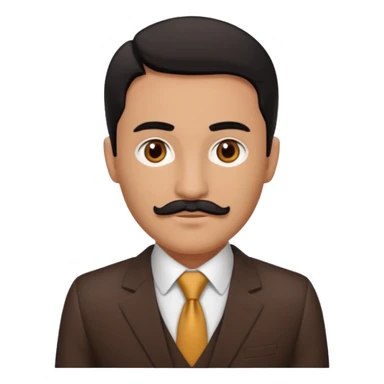 Jorge Palomino Y Cañedo with brown eyes, black hair and thin mustache, dark brown suit  sticker
