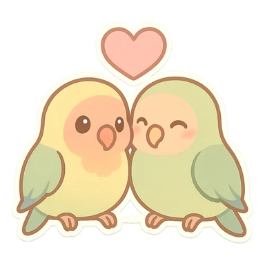 cute pair of lovebirds with a heart, pastel  sticker