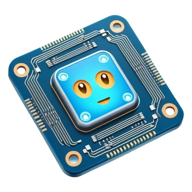 Cute AI processor chip with glowing circuits sticker