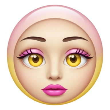 A translucent half-sphere with pink lips and two yellow eyes and 8 toea around the bottom sticker