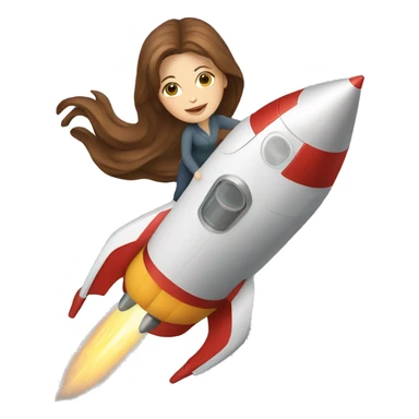 white woman brown hair riding a rocket sticker