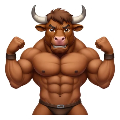 Bull flexing muscles sticker