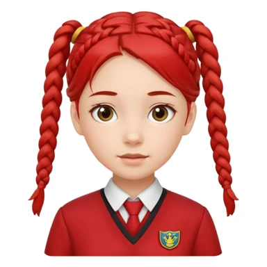 A girl with two braids and school red uniform  sticker