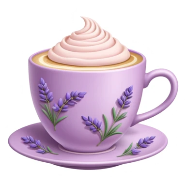 super realistic lavender latte in a pink tea cup sticker