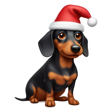 Wiener dog with Christmas hat sticker