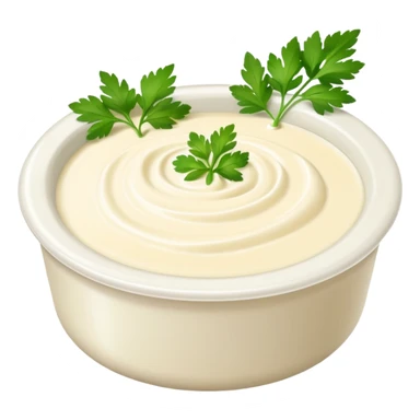 Cream cheese dipping sauce with coriander sticker