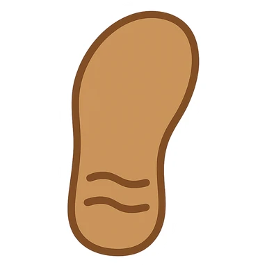 Edit the image to depict a basic sandal sole with minimal detail, viewed from the bottom and matching the angle of the reference image, in emoji style. sticker