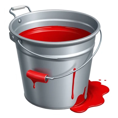 paint bucket, only bucket, spilled paint, red color,with out brush sticker