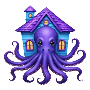 a octupus with a house on the back sticker