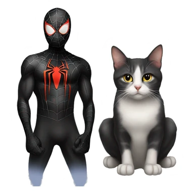 black spider man and cat sticker