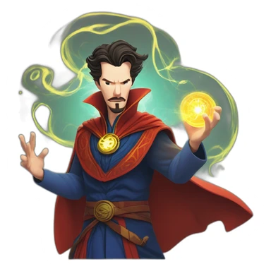 Doctor Strange, casting a spell in ok cartoon tyle simplisitic art  sticker