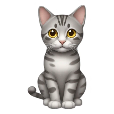 Un chat tabby gris avec une petite queue sticker