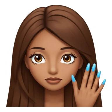 brown girl with brown long straight hair long lashes and long nails sticker