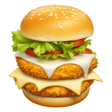 a crispy chicken burger filled with cheese sticker