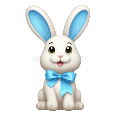 Bunny with a pastel blue ribbon sticker