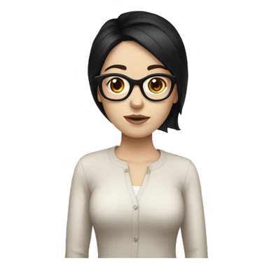 girl with glasses black hair brown eyes a bit pale skin sticker
