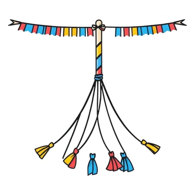 colorful maypole with ribbons sticker